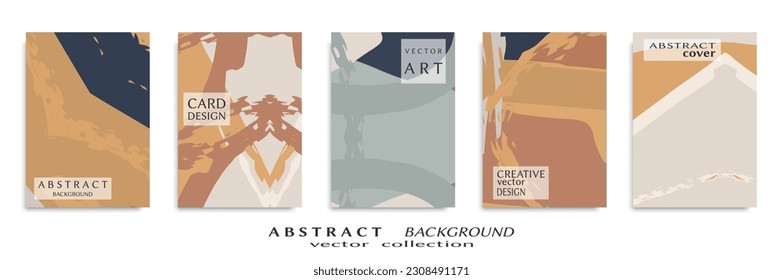 Abstract backgrouns set, grunge texture. Minimalistic art, brush strokes style. Design for card, brochure, banner idea, book cover, booklet print, flyer sheet a4. Collage page, web header template.