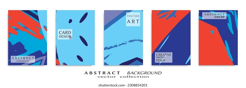 Abstract backgrouns set, grunge texture. Minimalistic art, brush strokes style. Design for card, brochure, banner idea, book cover, booklet print, flyer sheet a4. Collage page, web header template.