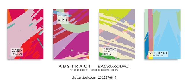 Abstract backgrouns set, grunge texture. Minimalistic art, brush strokes style. Design for card, brochure, banner idea, book cover, booklet print, flyer sheet a4. Collage page, web header template.