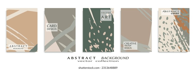Abstract backgrouns set, grunge texture. Minimalistic art, brush strokes style. Design for card, brochure, banner idea, book cover, booklet print, flyer sheet a4. Collage page, web header template.