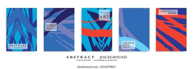 Abstract backgrouns set, grunge texture. Minimalistic art, brush strokes style. Design for card, brochure, banner idea, book cover, booklet print, flyer sheet a4. Collage page, web header template.