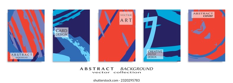 Abstract backgrouns set, grunge texture. Minimalistic art, brush strokes style. Design for card, brochure, banner idea, book cover, booklet print, flyer sheet a4. Collage page, web header template.