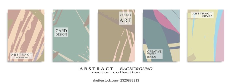 Abstract backgrouns set, grunge texture. Minimalistic art, brush strokes style. Design for card, brochure, banner idea, book cover, booklet print, flyer sheet a4. Collage page, web header template.
