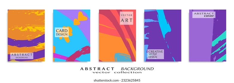 Abstract backgrouns set, grunge texture. Minimalistic art, brush strokes style. Design for card, brochure, banner idea, book cover, booklet print, flyer sheet a4. Collage page, web header template.