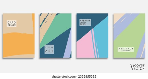 Abstract backgrouns set, grunge texture. Minimalistic art, brush strokes style. Design for card, brochure, banner idea, book cover, booklet print, flyer sheet a4. Collage page, web header template.