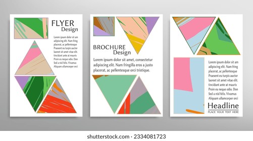 Abstract backgrouns set, grunge texture. Minimalistic art, brush strokes style. Design for card, brochure, banner idea, book cover, booklet print, flyer sheet a4. Collage page, web header template.