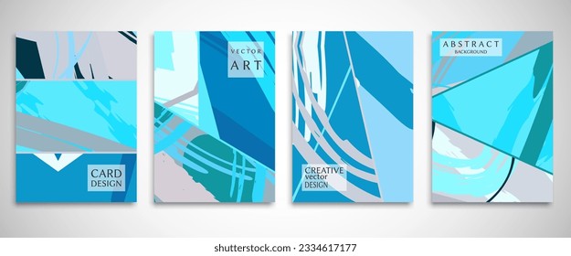 Abstract backgrouns set, grunge texture. Minimalistic art, brush strokes style. Design for card, brochure, banner idea, book cover, booklet print, flyer sheet a4. Collage page, web header template.