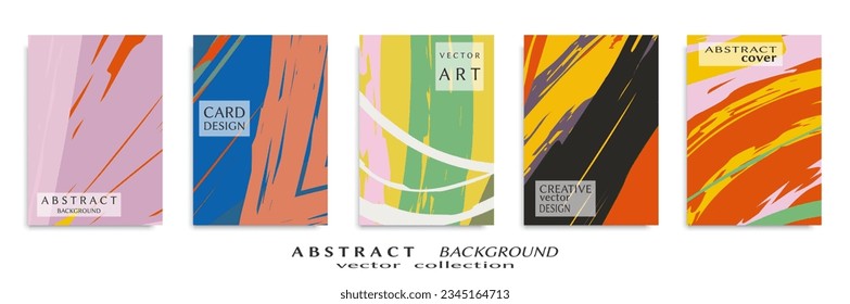 Abstract backgrouns set, grunge texture. Minimalistic art, brush strokes style. Design for card, brochure, banner idea, book cover, booklet print, flyer sheet a4. Collage page, web header template.