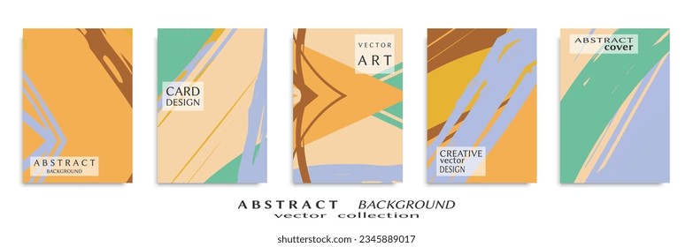 Abstract backgrouns set, grunge texture. Minimalistic art, brush strokes style. Design for card, brochure, banner idea, book cover, booklet print, flyer sheet a4. Collage page, web header template.
