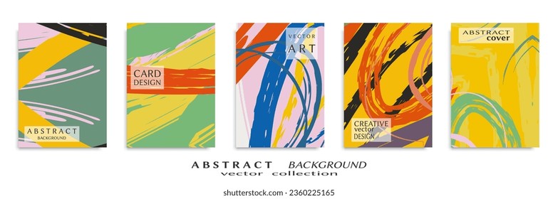 Abstract backgrouns set, grunge texture. Minimalistic art, brush strokes style. Design for card, brochure, banner idea, book cover, booklet print, flyer sheet a4. Collage page, web header template.