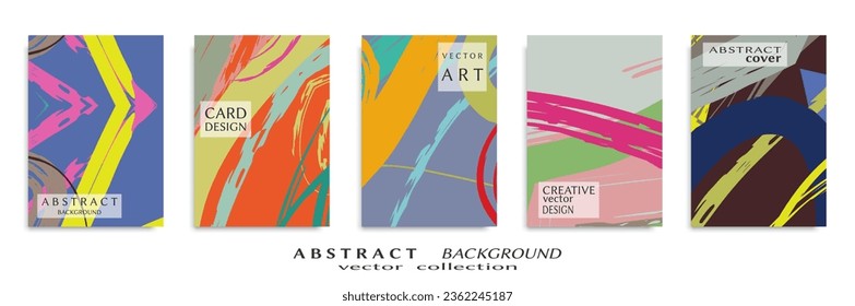 Abstract backgrouns set, grunge texture. Minimalistic art, brush strokes style. Design for card, brochure, banner idea, book cover, booklet print, flyer sheet a4. Collage page, web header template.