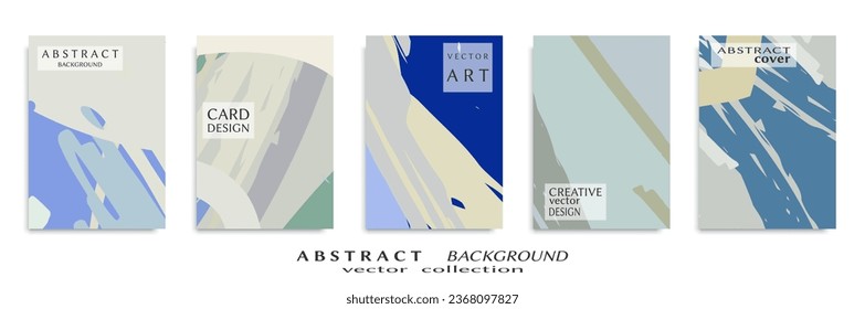 Abstract backgrouns set, grunge texture. Minimalistic art, brush strokes style. Design for card, brochure, banner idea, book cover, booklet print, flyer sheet a4. Collage page, web header template.