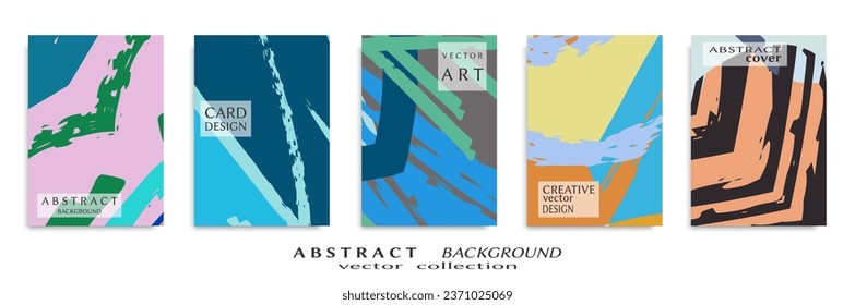 Abstract backgrouns set, grunge texture. Minimalistic art, brush strokes style. Design for card, brochure, banner idea, book cover, booklet print, flyer sheet a4. Collage page, web header template.