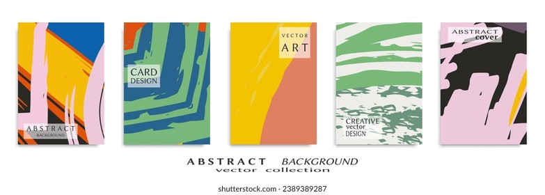Abstract backgrouns set, grunge texture. Minimalistic art, brush strokes style. Design for card, brochure, banner idea, book cover, booklet print, flyer sheet a4. Collage page, web header template.