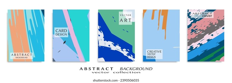 Abstract backgrouns set, grunge texture. Minimalistic art, brush strokes style. Design for card, brochure, banner idea, book cover, booklet print, flyer sheet a4. Collage page, web header template.