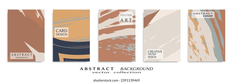 Abstract backgrouns set, grunge texture. Minimalistic art, brush strokes style. Design for card, brochure, banner idea, book cover, booklet print, flyer sheet a4. Collage page, web header template.