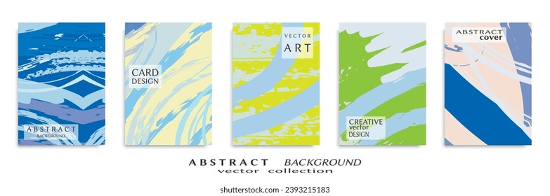 Abstract backgrouns set, grunge texture. Minimalistic art, brush strokes style. Design for card, brochure, banner idea, book cover, booklet print, flyer sheet a4. Collage page, web header template.