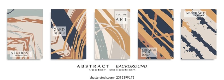 Abstract backgrouns set, grunge texture. Minimalistic art, brush strokes style. Design for card, brochure, banner idea, book cover, booklet print, flyer sheet a4. Collage page, web header template.