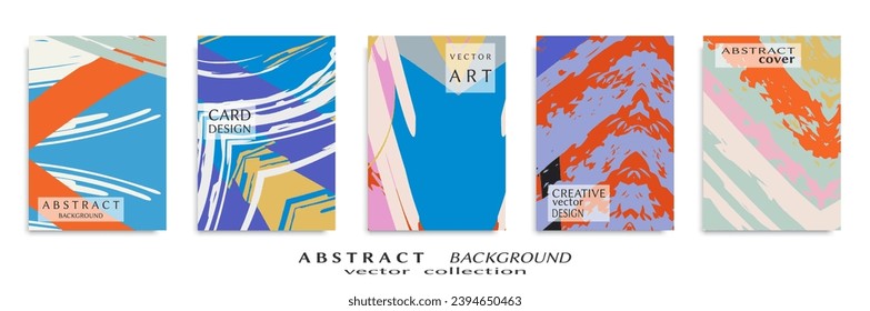 Abstract backgrouns set, grunge texture. Minimalistic art, brush strokes style. Design for card, brochure, banner idea, book cover, booklet print, flyer sheet a4. Collage page, web header template.