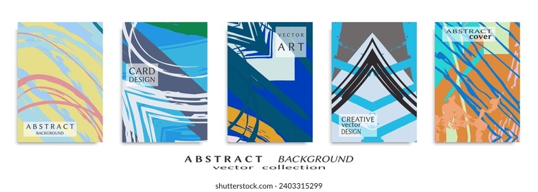 Abstract backgrouns set, grunge texture. Minimalistic art, brush strokes style. Design for card, brochure, banner idea, book cover, booklet print, flyer sheet a4. Collage page, web header template.