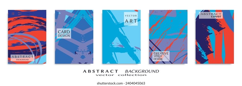 Abstract backgrouns set, grunge texture. Minimalistic art, brush strokes style. Design for card, brochure, banner idea, book cover, booklet print, flyer sheet a4. Collage page, web header template.