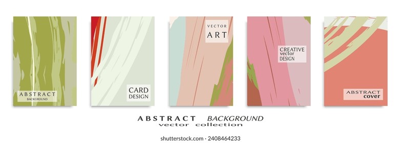 Abstract backgrouns set, grunge texture. Minimalistic art, brush strokes style. Design for card, brochure, banner idea, book cover, booklet print, flyer sheet a4. Collage page, web header template.