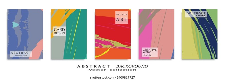 Abstract backgrouns set, grunge texture. Minimalistic art, brush strokes style. Design for card, brochure, banner idea, book cover, booklet print, flyer sheet a4. Collage page, web header template.