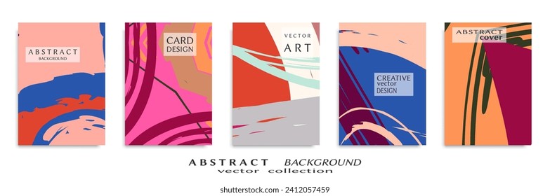 Abstract backgrouns set, grunge texture. Minimalistic art, brush strokes style. Design for card, brochure, banner idea, book cover, booklet print, flyer sheet a4. Collage page, web header template.