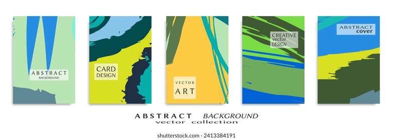 Abstract backgrouns set, grunge texture. Minimalistic art, brush strokes style. Design for card, brochure, banner idea, book cover, booklet print, flyer sheet a4. Collage page, web header template.
