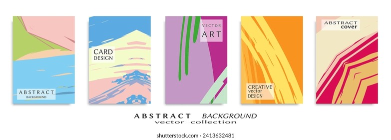 Abstract backgrouns set, grunge texture. Minimalistic art, brush strokes style. Design for card, brochure, banner idea, book cover, booklet print, flyer sheet a4. Collage page, web header template.