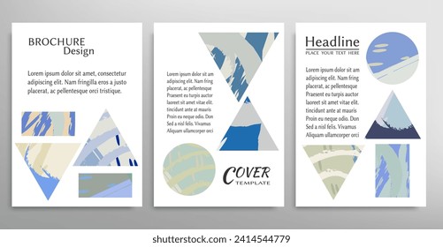 Abstract backgrouns set, grunge texture. Minimalistic art, brush strokes style. Design for card, brochure, banner idea, book cover, booklet print, flyer sheet a4. Collage page, web header template.