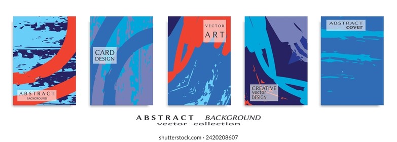 Abstract backgrouns set, grunge texture. Minimalistic art, brush strokes style. Design for card, brochure, banner idea, book cover, booklet print, flyer sheet a4. Collage page, web header template.