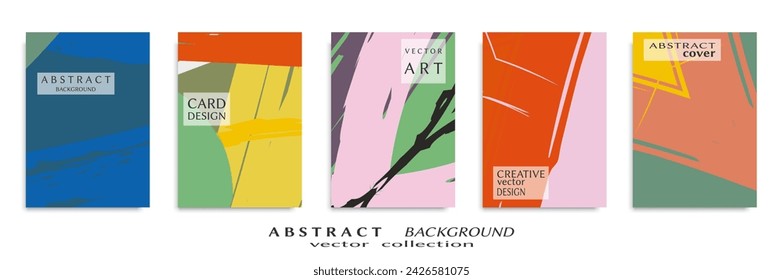 Abstract backgrouns set, grunge texture. Minimalistic art, brush strokes style. Design for card, brochure, banner idea, book cover, booklet print, flyer sheet a4. Collage page, web header template.