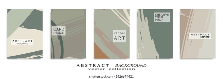 Abstract backgrouns set, grunge texture. Minimalistic art, brush strokes style. Design for card, brochure, banner idea, book cover, booklet print, flyer sheet a4. Collage page, web header template.