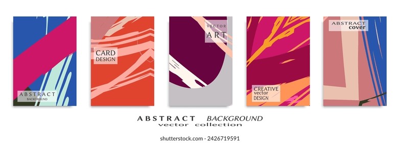 Abstract backgrouns set, grunge texture. Minimalistic art, brush strokes style. Design for card, brochure, banner idea, book cover, booklet print, flyer sheet a4. Collage page, web header template.