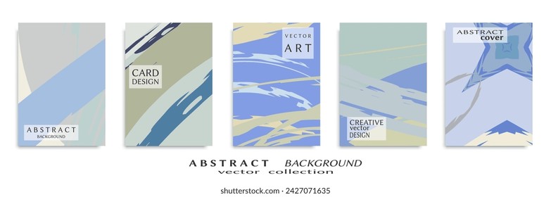 Abstract backgrouns set, grunge texture. Minimalistic art, brush strokes style. Design for card, brochure, banner idea, book cover, booklet print, flyer sheet a4. Collage page, web header template.