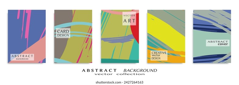 Abstract backgrouns set, grunge texture. Minimalistic art, brush strokes style. Design for card, brochure, banner idea, book cover, booklet print, flyer sheet a4. Collage page, web header template.