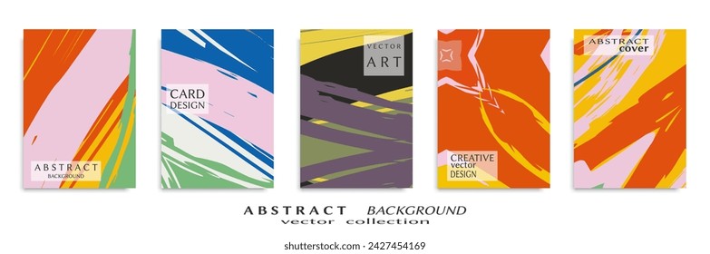 Abstract backgrouns set, grunge texture. Minimalistic art, brush strokes style. Design for card, brochure, banner idea, book cover, booklet print, flyer sheet a4. Collage page, web header template.