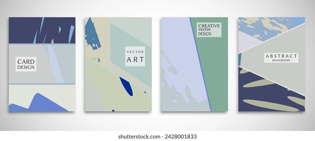 Abstract backgrouns set, grunge texture. Minimalistic art, brush strokes style. Design for card, brochure, banner idea, book cover, booklet print, flyer sheet a4. Collage page, web header template.