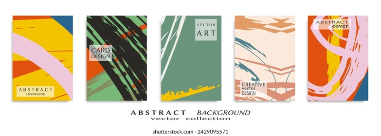 Abstrakte Hintergrund gesetzt, Grunge Textur. Minimalistische Kunst, Pinselstriche Stil. Design für Karte, Broschüre, Banneridee, Buchumschlag, Broschürendruck, Flyer Blatt a4. Collage-Seite, Webheader-Vorlage.