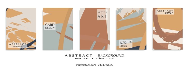 Abstract backgrouns set, grunge texture. Minimalistic art, brush strokes style. Design for card, brochure, banner idea, book cover, booklet print, flyer sheet a4. Collage page, web header template.