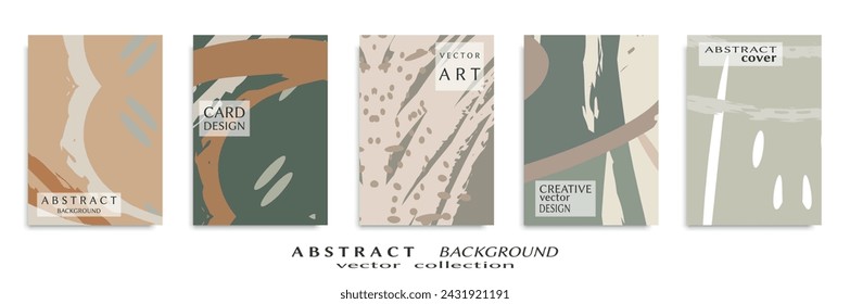 Abstract backgrouns set, grunge texture. Minimalistic art, brush strokes style. Design for card, brochure, banner idea, book cover, booklet print, flyer sheet a4. Collage page, web header template.