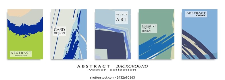 Abstract backgrouns set, grunge texture. Minimalistic art, brush strokes style. Design for card, brochure, banner idea, book cover, booklet print, flyer sheet a4. Collage page, web header template.