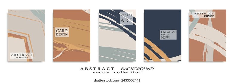 Abstract backgrouns set, grunge texture. Minimalistic art, brush strokes style. Design for card, brochure, banner idea, book cover, booklet print, flyer sheet a4. Collage page, web header template.