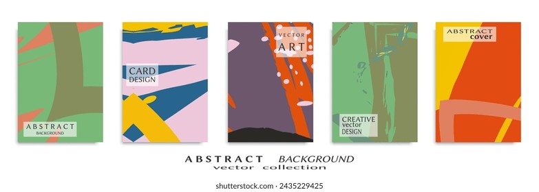 Abstract backgrouns set, grunge texture. Minimalistic art, brush strokes style. Design for card, brochure, banner idea, book cover, booklet print, flyer sheet a4. Collage page, web header template.