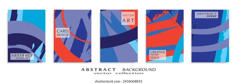 Abstract backgrouns set, grunge texture. Minimalistic art, brush strokes style. Design for card, brochure, banner idea, book cover, booklet print, flyer sheet a4. Collage page, web header template.