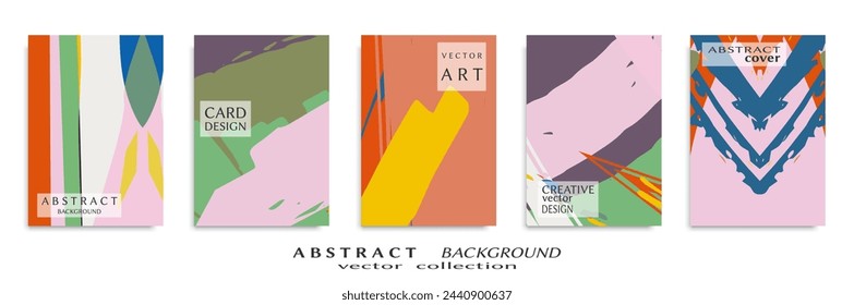 Abstract backgrouns set, grunge texture. Minimalistic art, brush strokes style. Design for card, brochure, banner idea, book cover, booklet print, flyer sheet a4. Collage page, web header template.