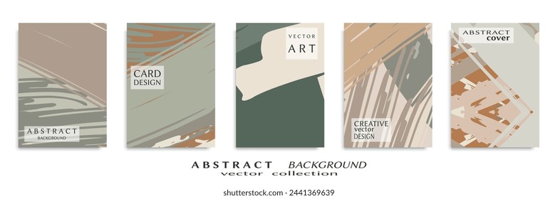 Abstract backgrouns set, grunge texture. Minimalistic art, brush strokes style. Design for card, brochure, banner idea, book cover, booklet print, flyer sheet a4. Collage page, web header template.