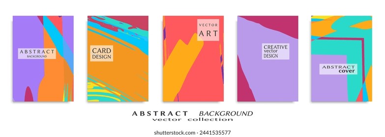 Abstract backgrouns set, grunge texture. Minimalistic art, brush strokes style. Design for card, brochure, banner idea, book cover, booklet print, flyer sheet a4. Collage page, web header template.