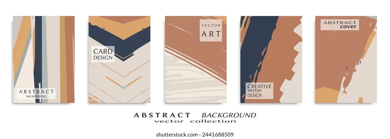 Abstract backgrouns set, grunge texture. Minimalistic art, brush strokes style. Design for card, brochure, banner idea, book cover, booklet print, flyer sheet a4. Collage page, web header template.